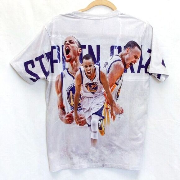 Unisex NBA Golden State Warriors Steph Curry Graphic Photo Double Sided Tee M - Picture 2 of 4